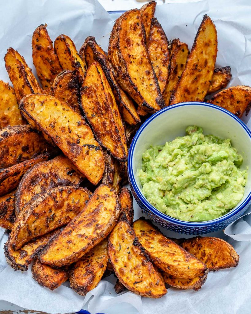 Baked Smoky Potato Wedges + Limey Avo Mash for a Clean Snack! | Clean ...