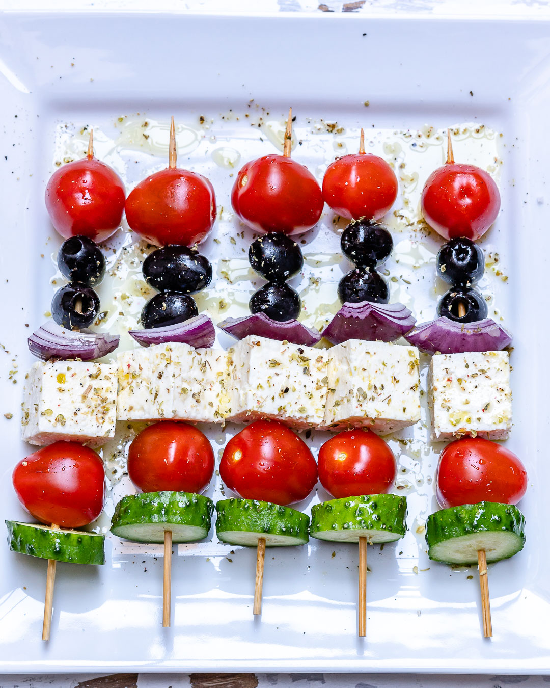 Greek Salad Skewers - Olive Tomato