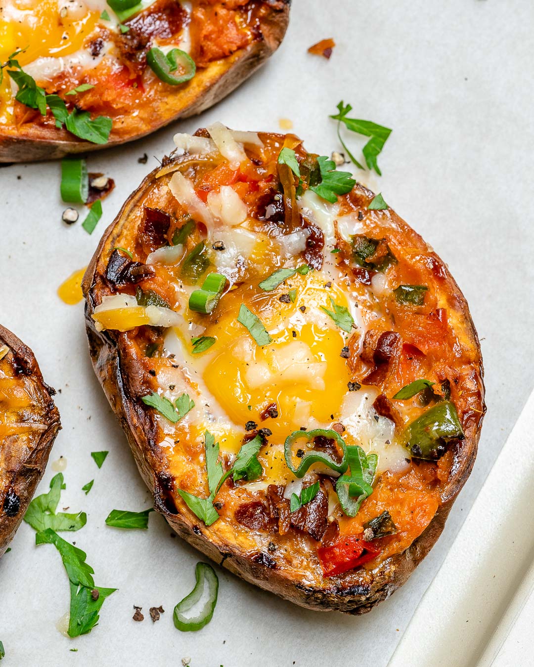 Twice Baked Stuffed Sweet Potatoes with Bacon and Eggs for Clean Eats ...