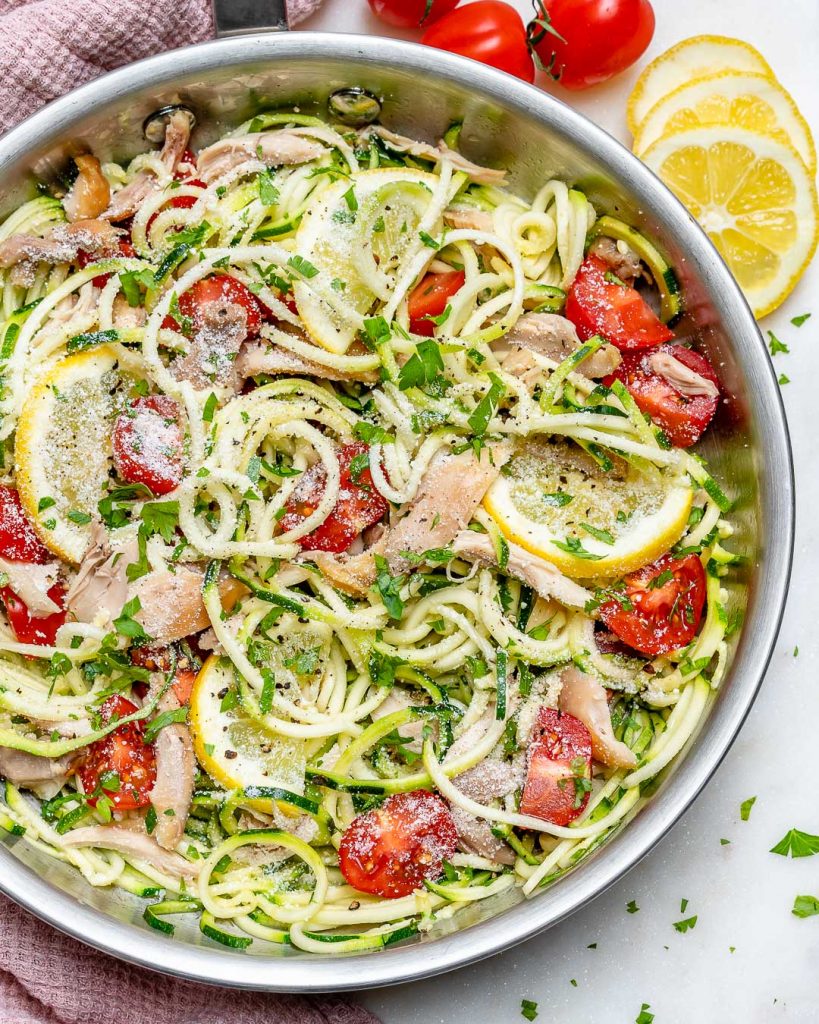 Garlic-Butter Lemony Chicken Zoodles for Low-Carb Clean Eating! | Clean ...