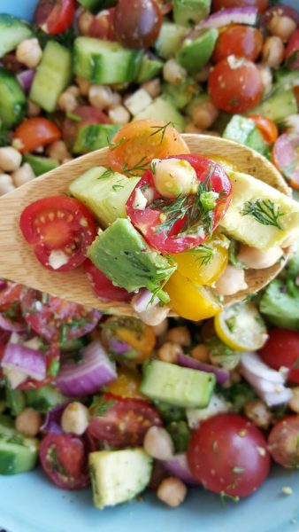 Chopped Mixed Tomato + Crisp Cucumber Salad with Lemony Dill Dressing ...