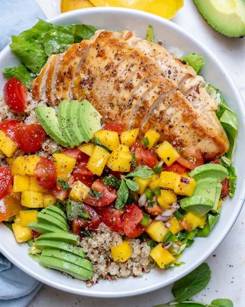 Eat Clean with these Healthy Mango Salsa Chicken Bowls! | Clean Food Crush