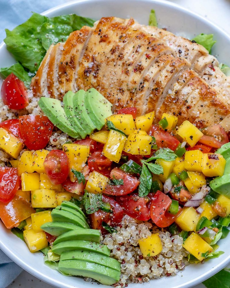 Eat Clean with these Healthy Mango Salsa Chicken Bowls! Clean Food Crush