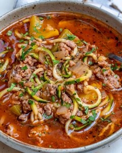 Zucchini Noodle Beef Lasagna Soup for Clean Eats! | Clean Food Crush