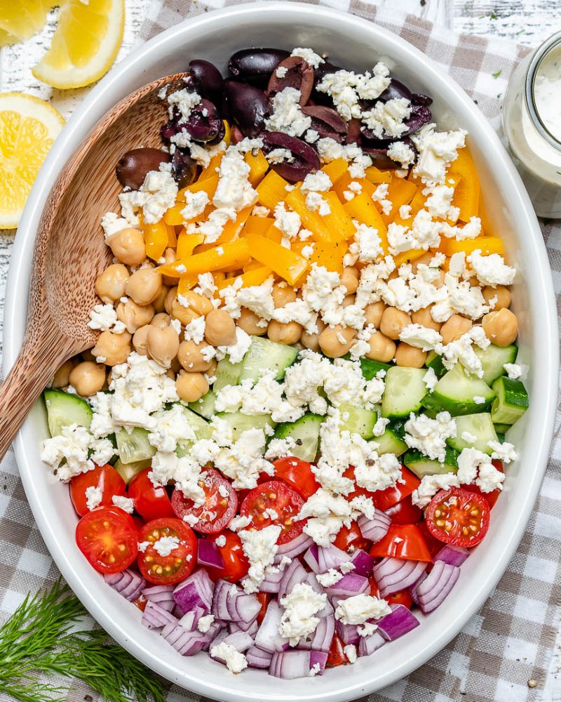 Greek Chickpea Salad + Tzatziki Dressing for a Plant-Based Protein ...