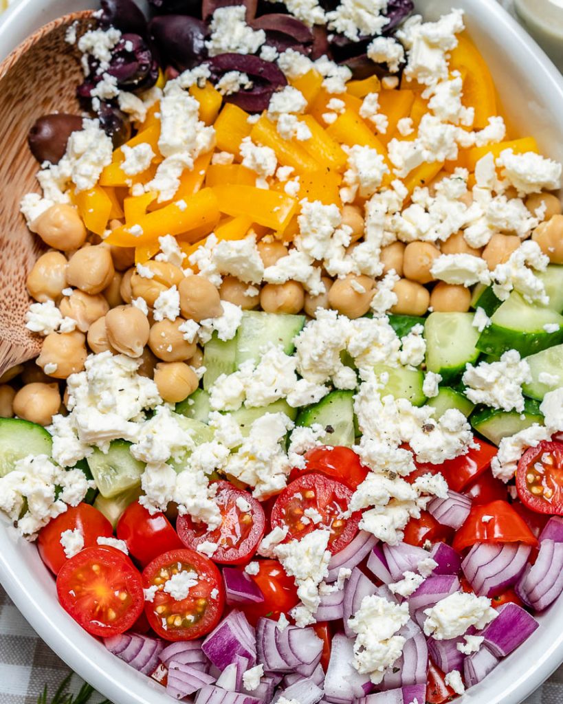 Greek Chickpea Salad + Tzatziki Dressing for a PlantBased Protein