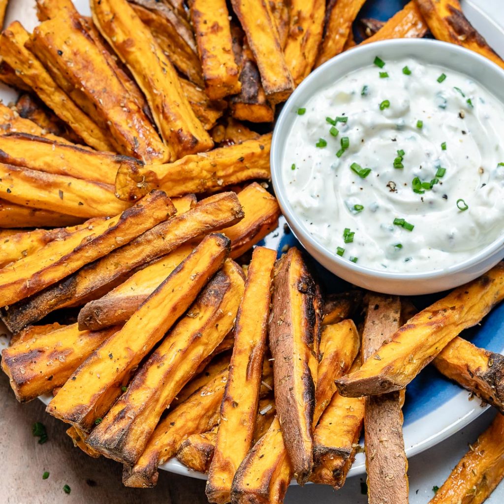 Satisfy Your Cravings with these Baked Sweet Potato Fries + Ranch Dip ...