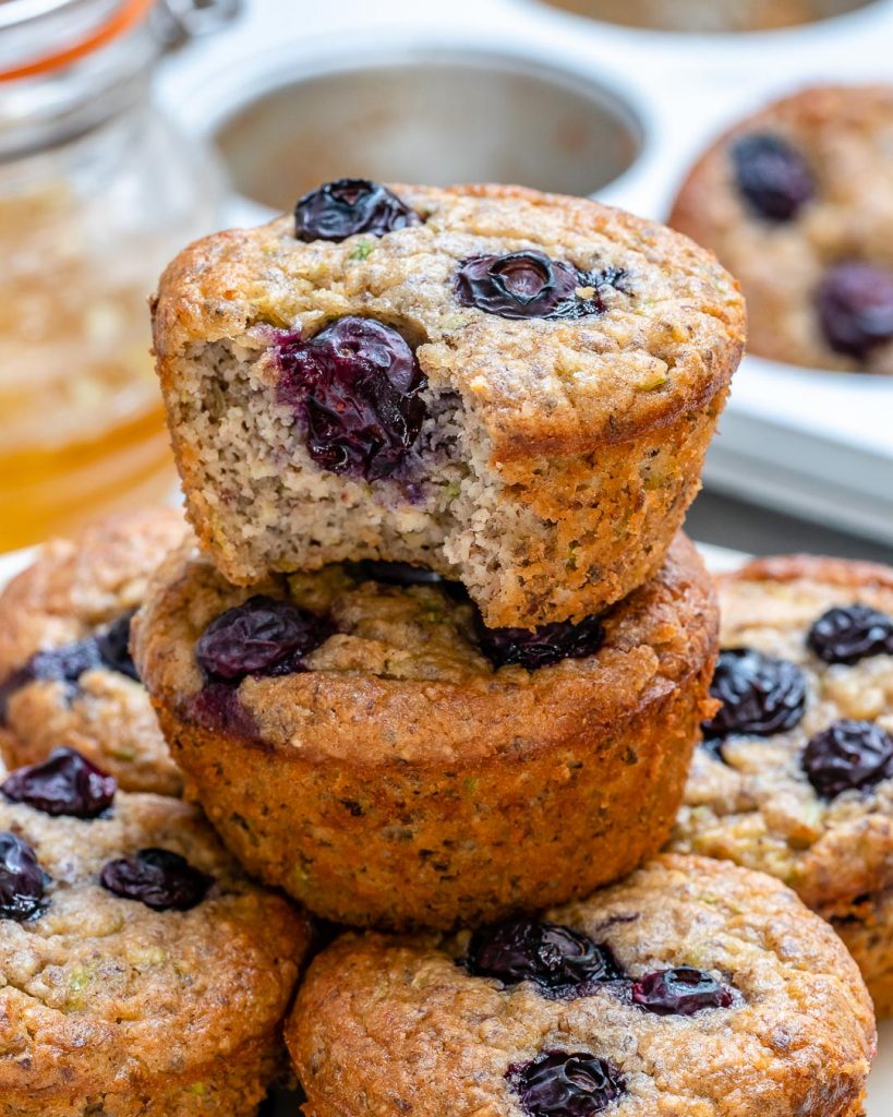 These Healthy Blueberry Zucchini Breakfast Muffins are Loaded with