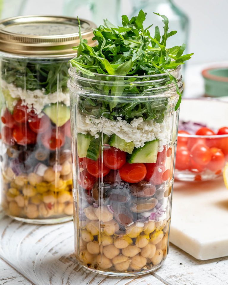 Mason Jar Chickpea Greek Salads Make Clean Eating Meal Prep Fun ...