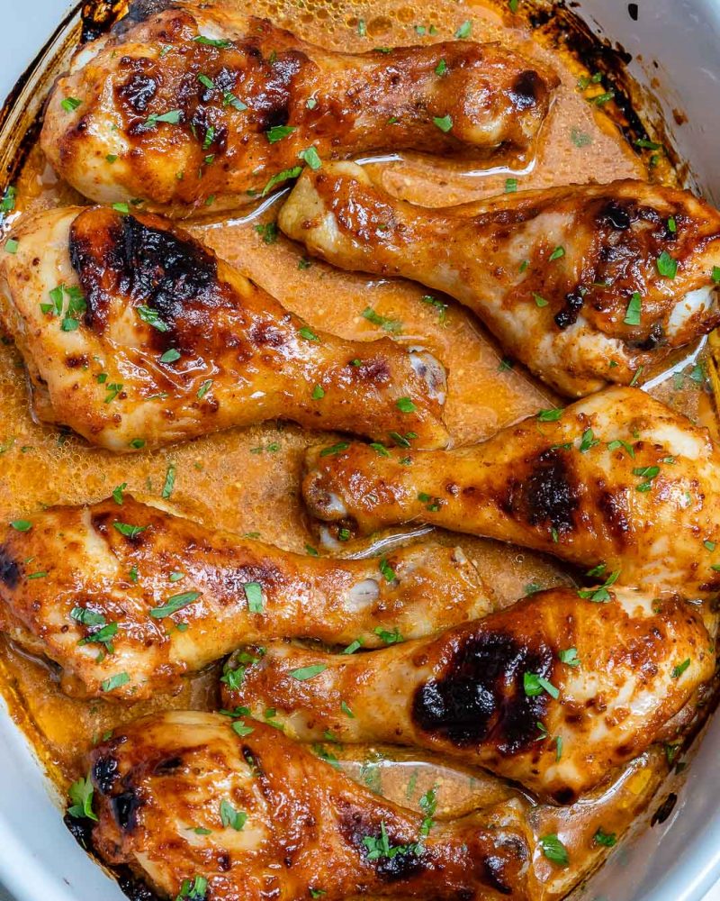 These Honey Mustard Baked Chicken Drumsticks are AMAZING! | Clean Food ...