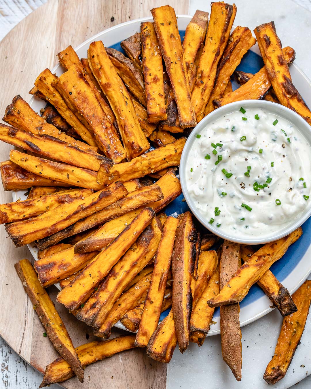 Satisfy Your Cravings With These Baked Sweet Potato Fries Ranch Dip Clean Food Crush