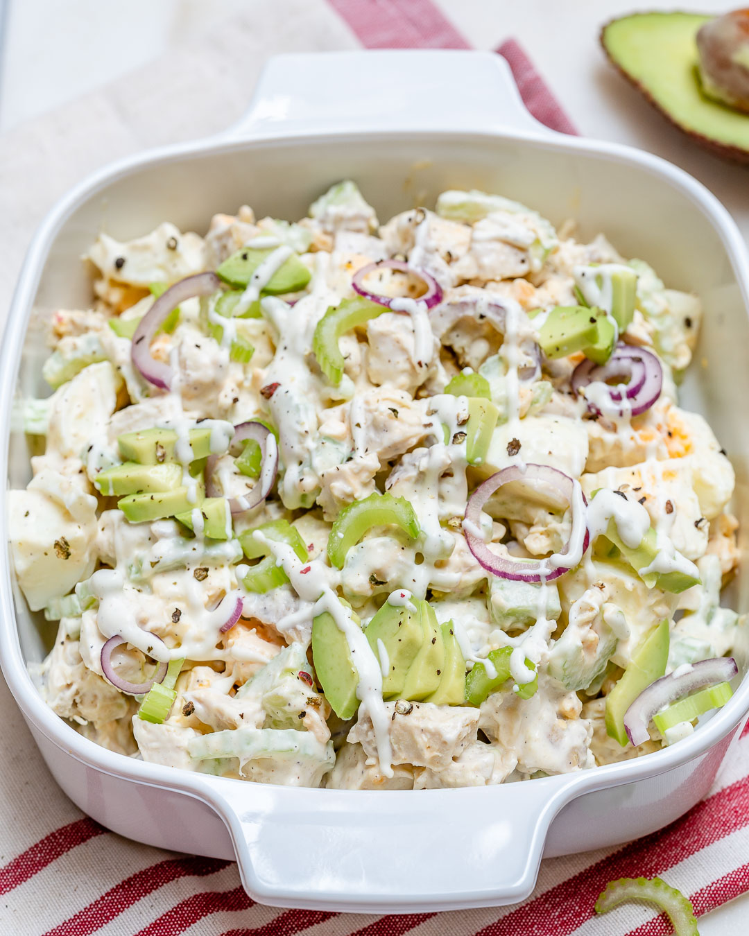 Super Fast and Easy Chicken Avocado Egg Salad for Eating Clean