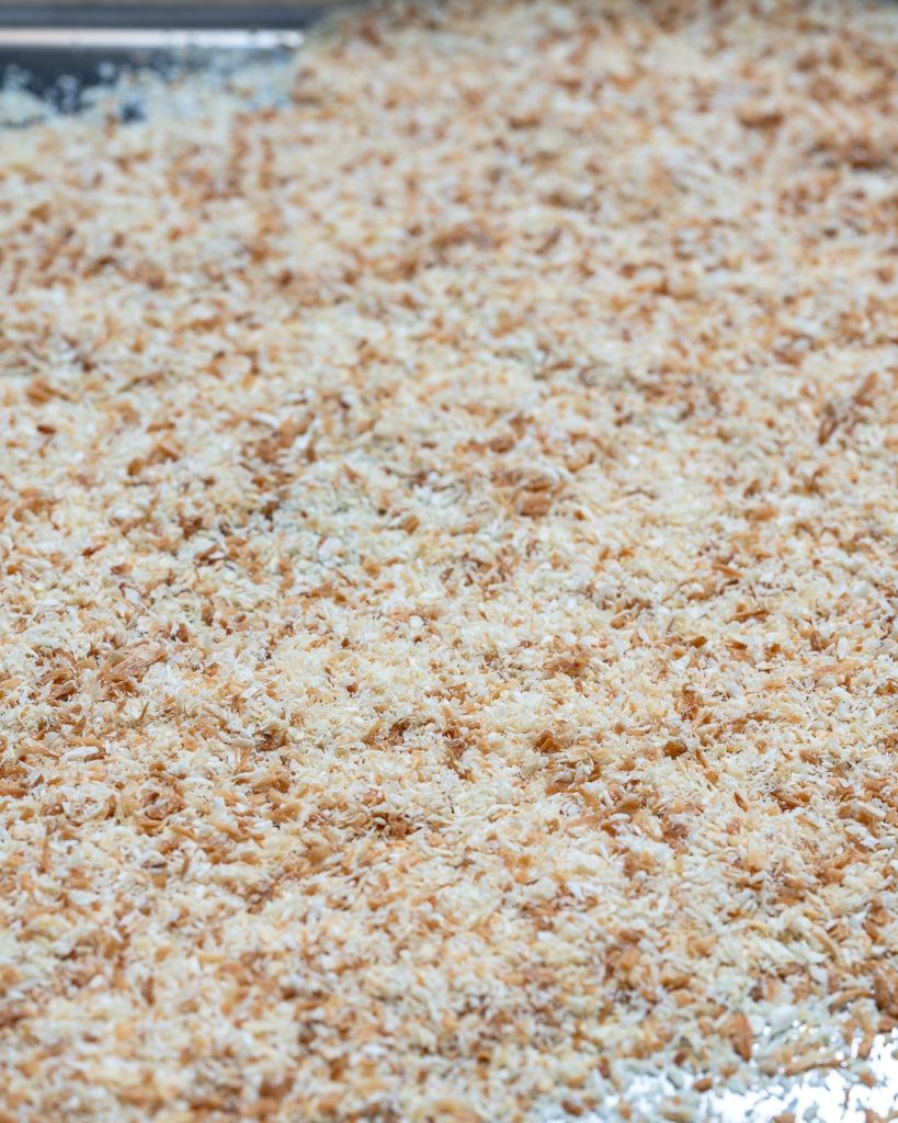 Toasted coconut flakes.