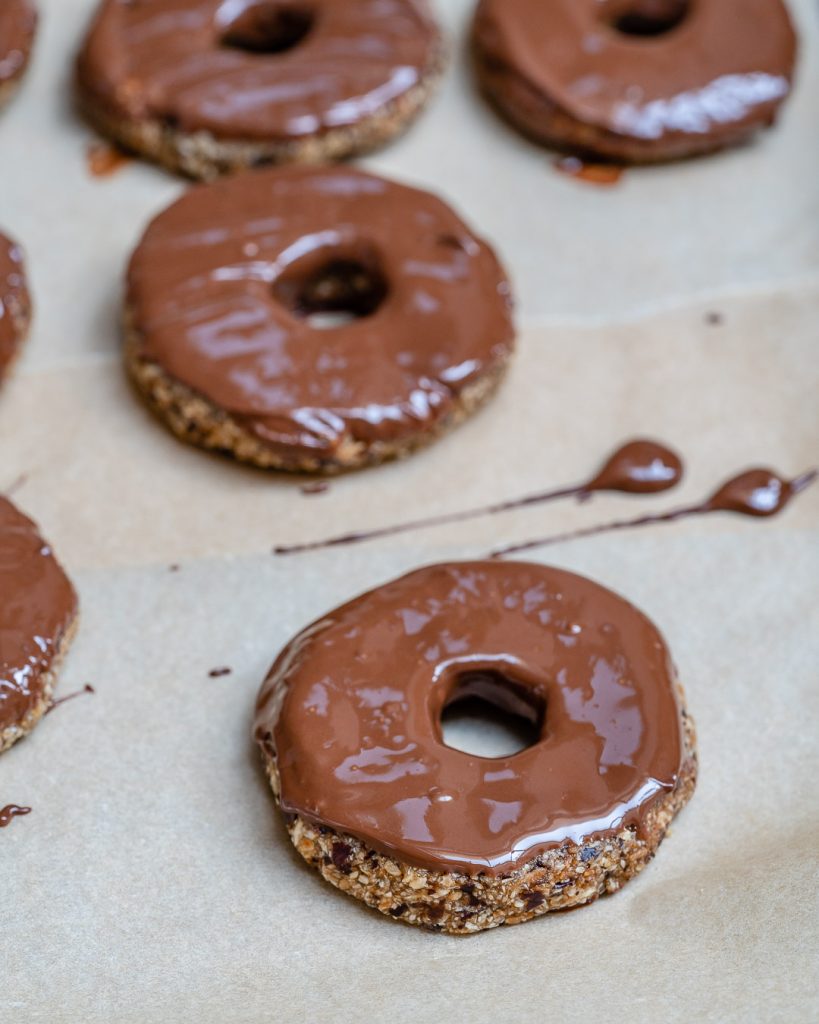 Samoa cookie rings dipped in chocolate.