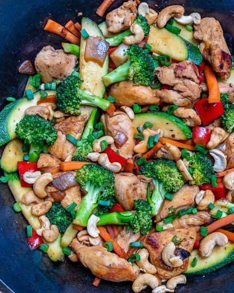 Cashew Chicken + Veggie Stir Fry for Clean Eating Meal Prep! | Clean ...