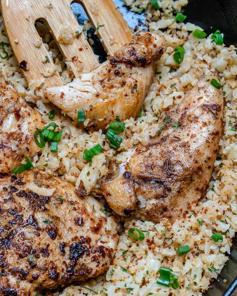Eat Clean & Lean with this Cajun Chicken and Cauliflower Rice Skillet