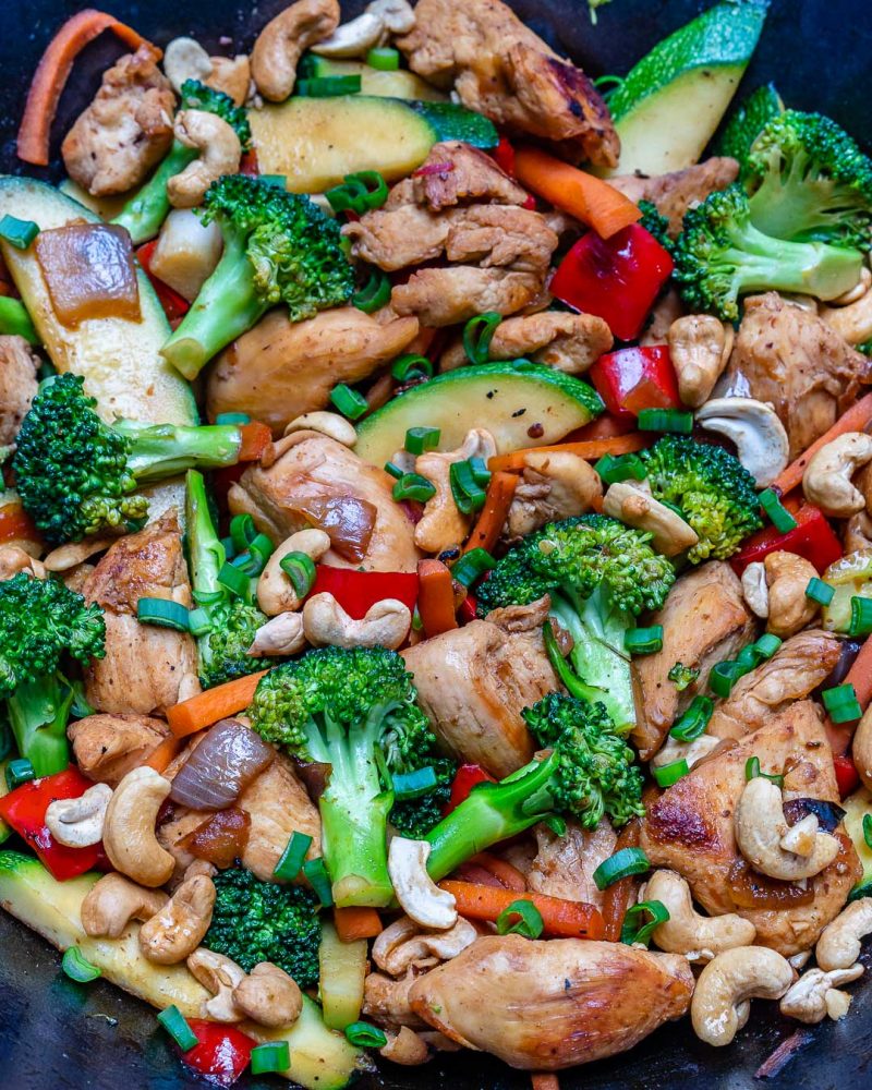 Cashew Chicken + Veggie Stir Fry for Clean Eating Meal Prep! | Clean ...