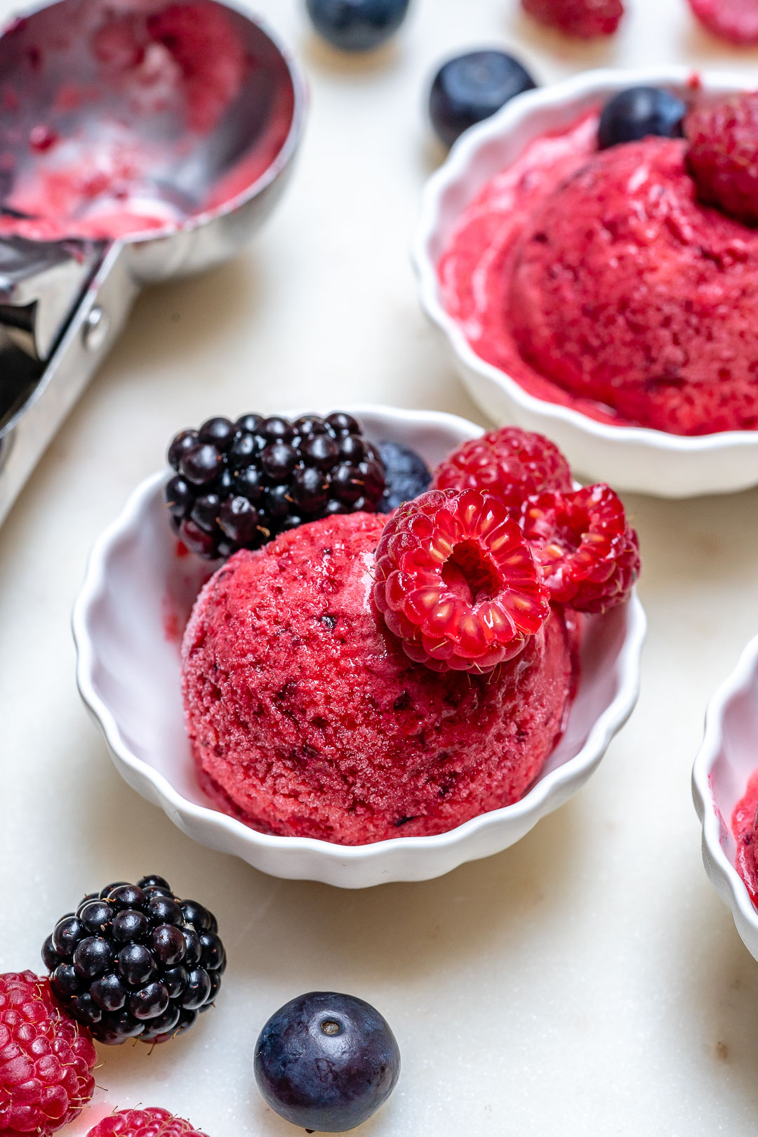 Easy raspberry sorbet recipe with fresh raspberries