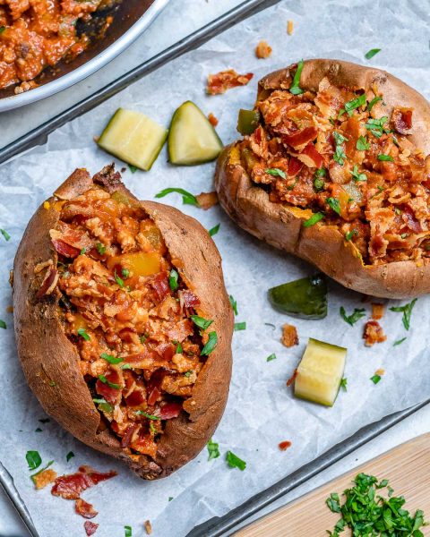 These Healthy Sloppy Joe Stuffed Sweet Potatoes are Delicious! | Clean ...