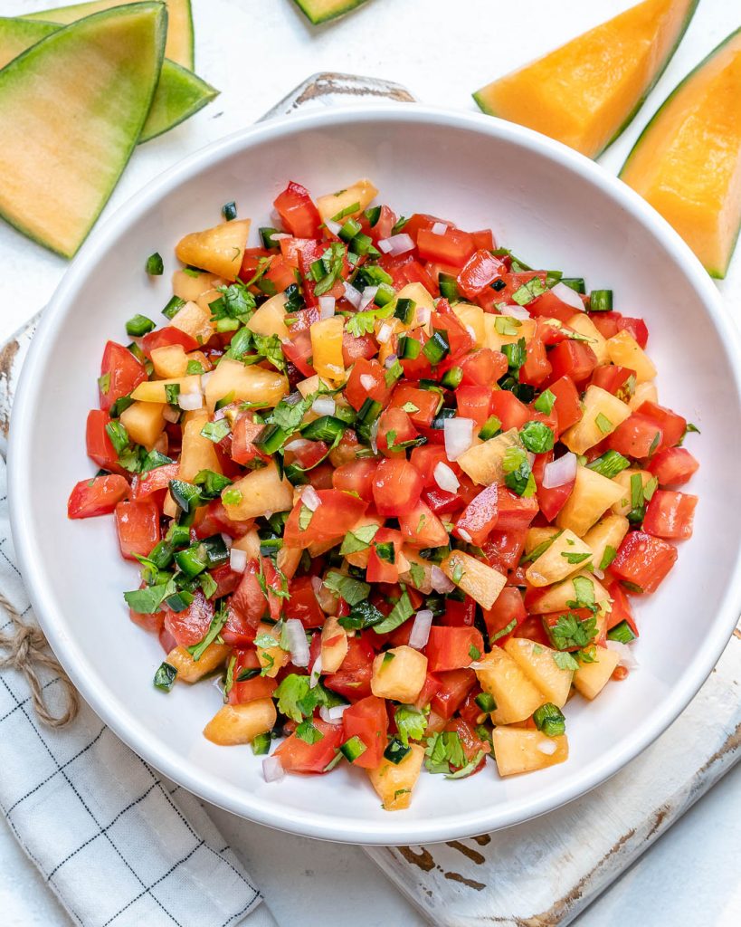 This Cantaloupe Summer Salsa is Amazing Over Chicken or Fish! | Clean ...