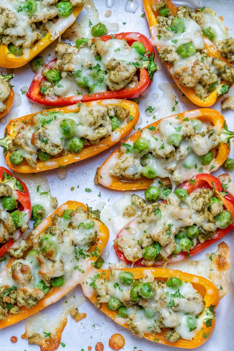 Pesto Chicken Stuffed Mini Peppers for a Quick Clean Eating Dinner Idea ...