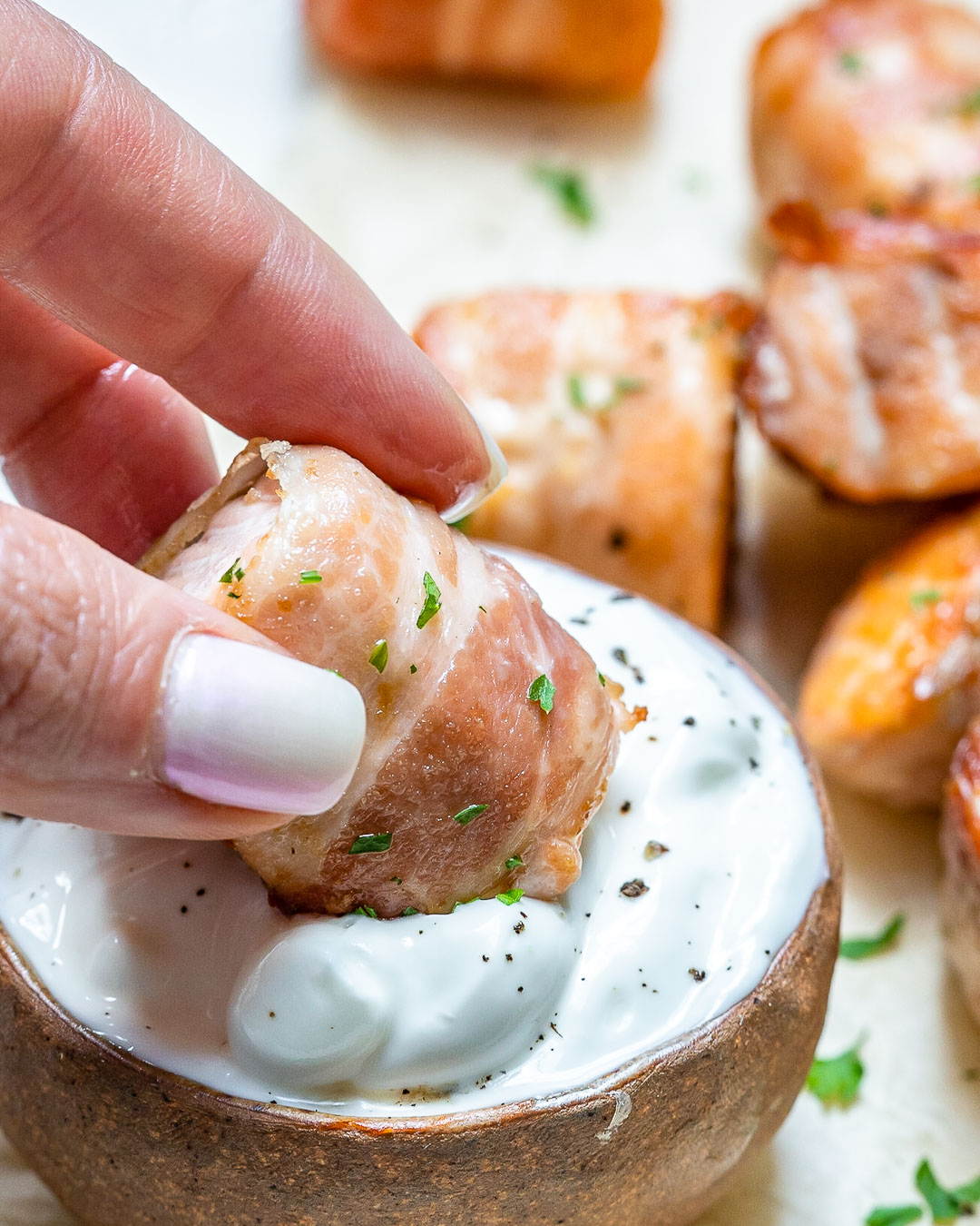 Bacon Wrapped Salmon Bites