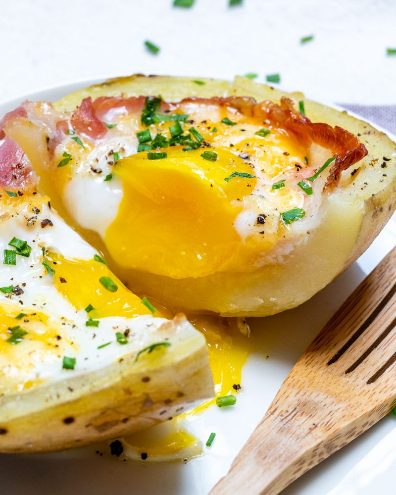 Double Baked Bacon + Egg Potatoes for Super Creative and Clean