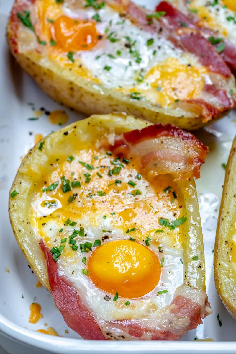 Double Baked Bacon + Egg Potatoes for Super Creative and Clean