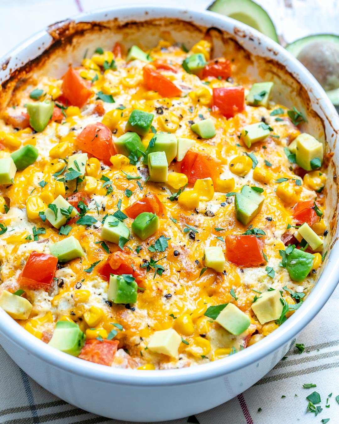 Creamy Green Chile Loaded Chicken Bake for Clean Eating Comfort Food!