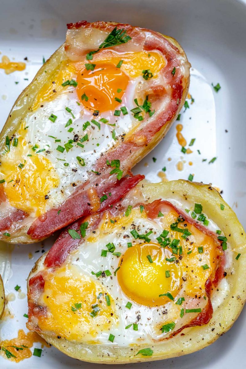 Double Baked Bacon + Egg Potatoes for Super Creative and Clean
