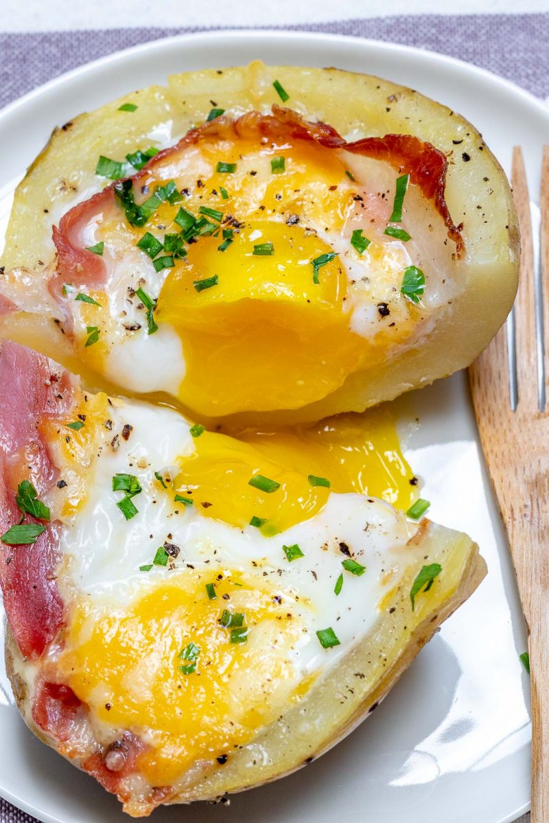 Double Baked Bacon + Egg Potatoes for Super Creative and Clean