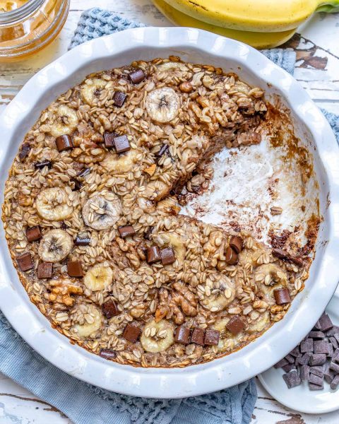 Chocolate Chip Banana Baked Oatmeal for Cozy Mornings! | Clean Food Crush