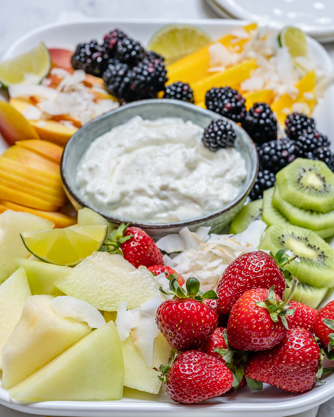 Crowd Pleasing Summer Fruit Platter with Coconut Lime Dip!