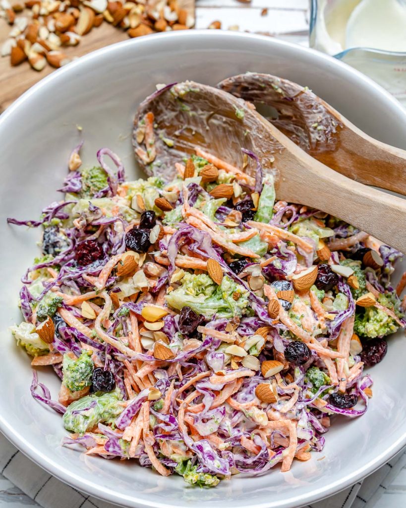 Healthier Broccoli Slaw Salad with a Simple Tangy Dressing! Clean