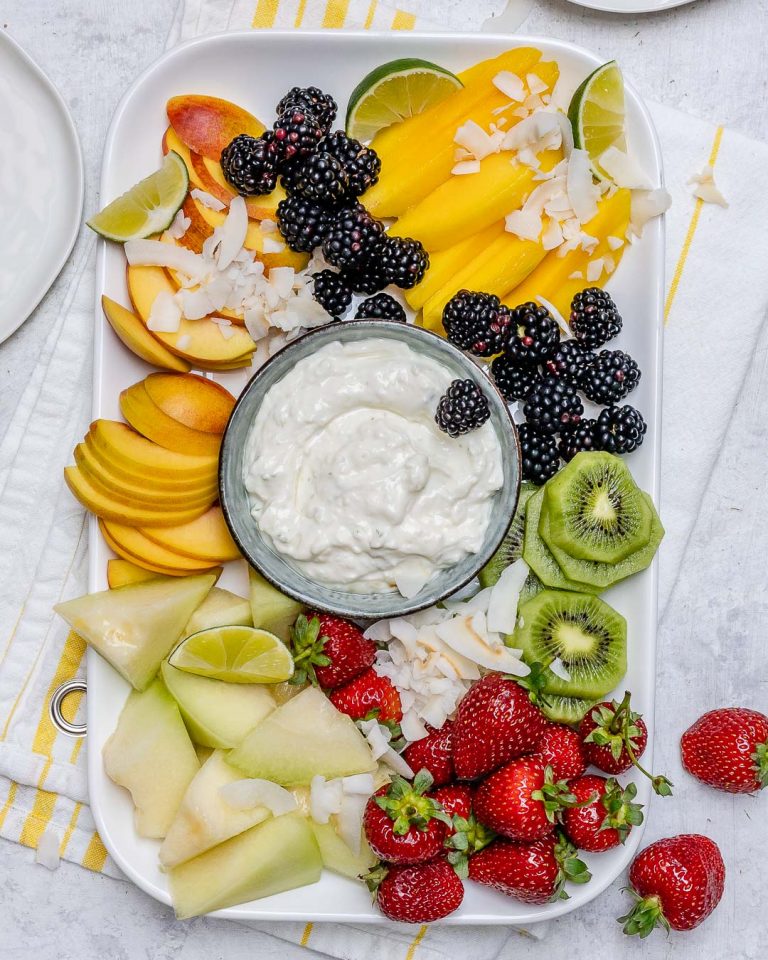 Crowd Pleasing Summer Fruit Platter with Coconut Lime Dip! Clean Food
