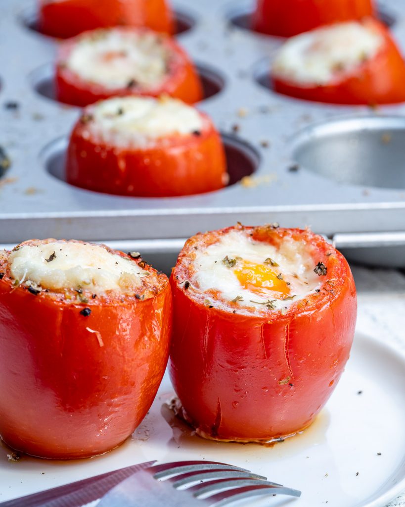 Egg Stuffed Italian Tomatoes for a Simple Clean Eating Breakfast