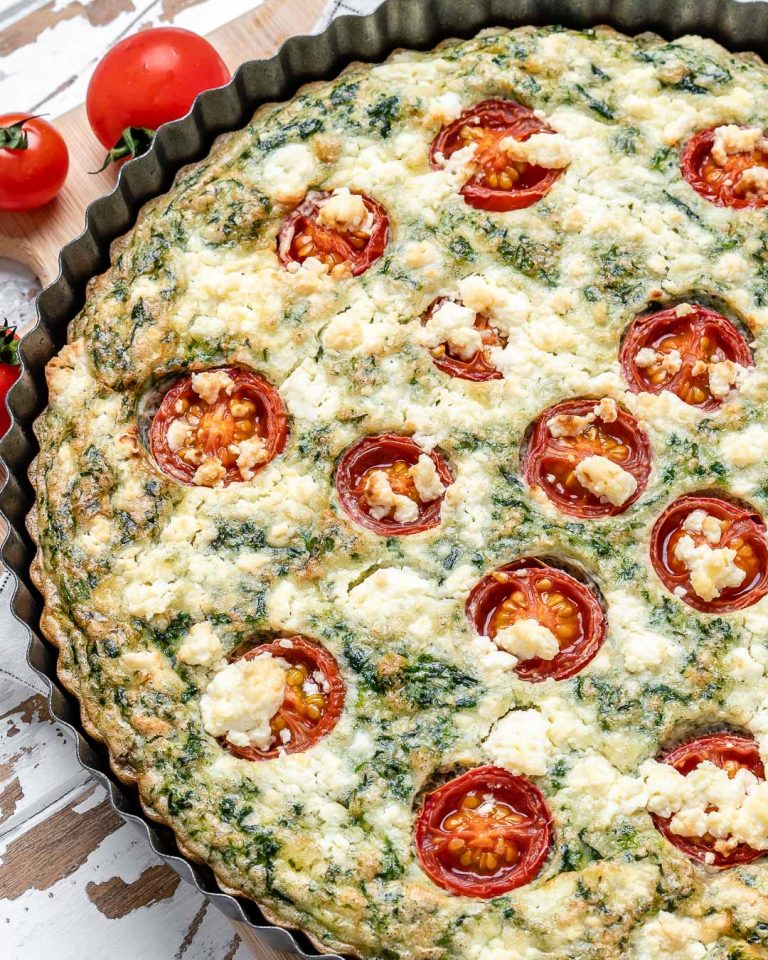 This Spinach Mushroom Crustless Quiche is Perfection! Clean Food Crush
