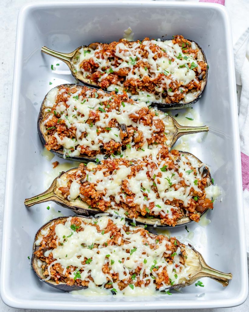 Quinoa Stuffed Eggplant Boats for a Creative & Healthy Meal Idea