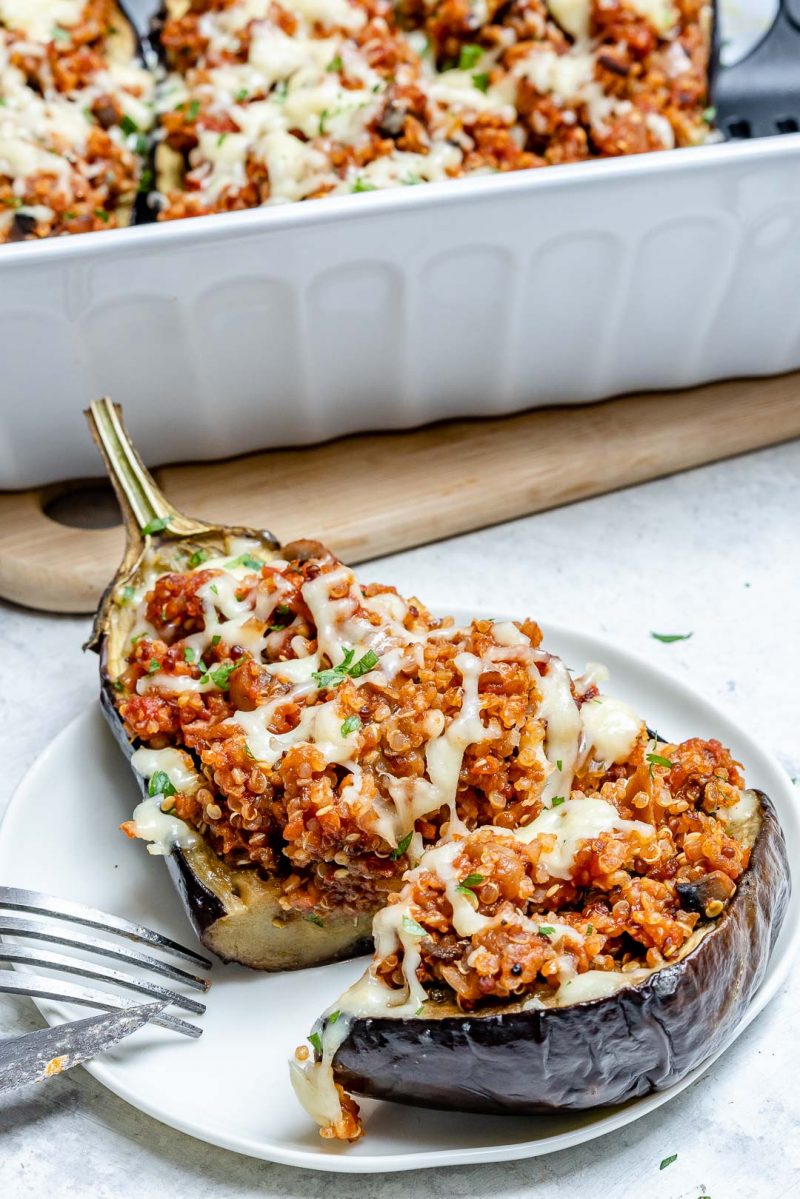 Quinoa Stuffed Eggplant Boats for a Creative & Healthy Meal Idea