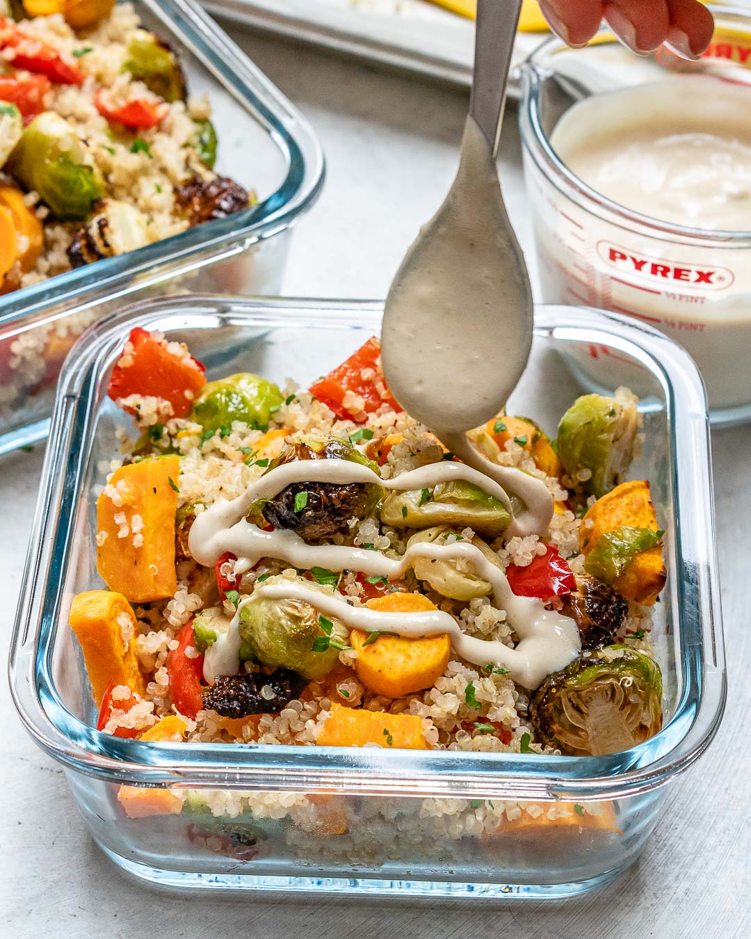 Meal-Prep Roasted Vegetable Bowls with Pesto