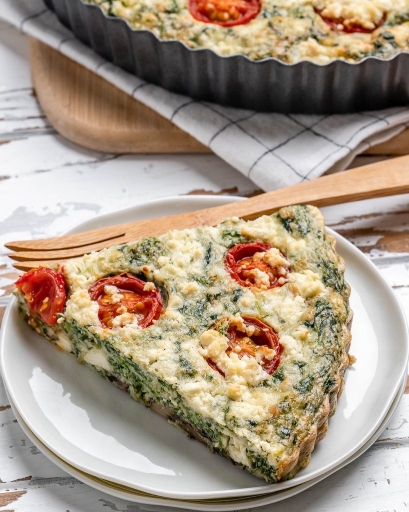 This Spinach Mushroom Crustless Quiche is Perfection! | Clean Food Crush