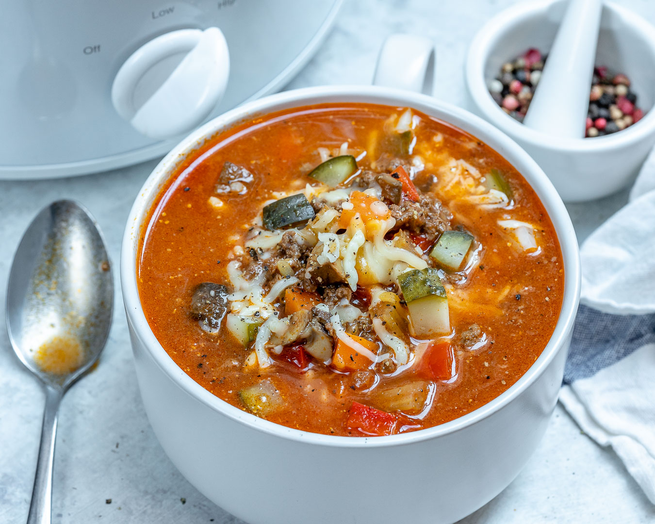 Crockpot Cheeseburger Soup - Belle of the Kitchen