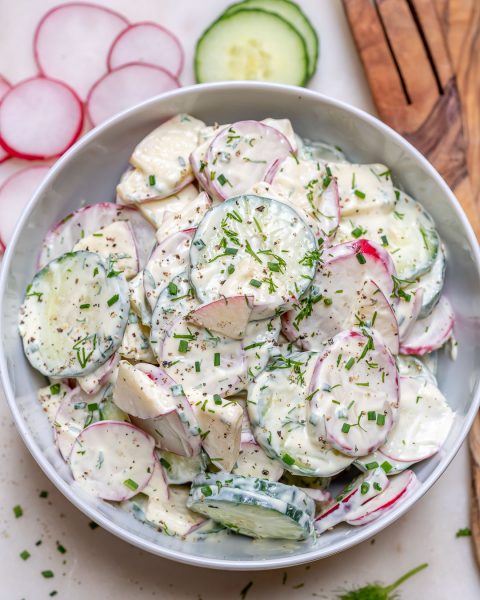 Quick & Easy Crisp Creamy Cucumber + Apple Salad! | Clean Food Crush