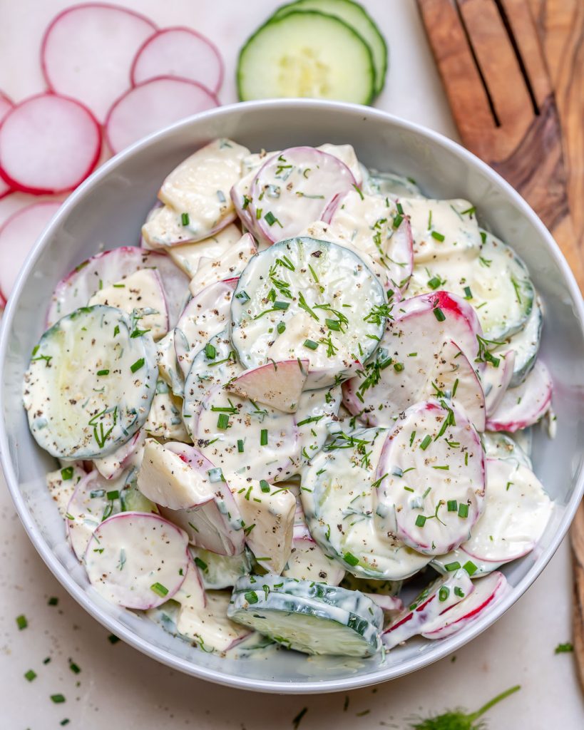 Quick & Easy Crisp Creamy Cucumber + Apple Salad! Clean Food Crush
