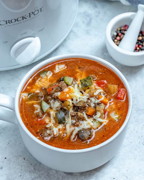 Crockpot Cheeseburger Soup for Delicious Clean Eats! | Clean Food Crush