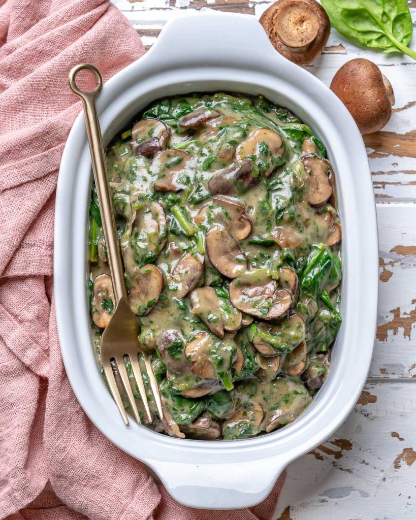 Coconut Creamed Mushrooms + Spinach for a Delicious Side Dish! | Clean ...