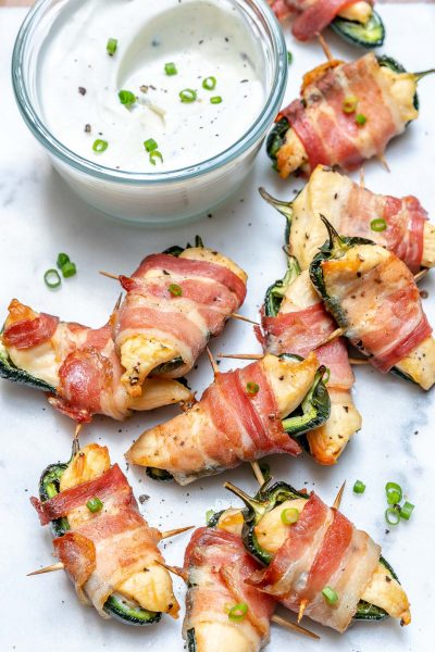 Bacon Wrapped Chicken Jalapeño Bites for Clean, Creative & Fun Party ...