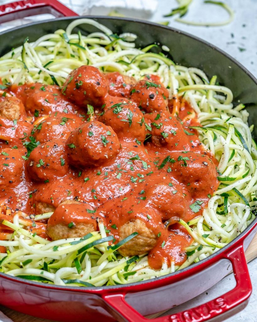 These Low Carb Chicken Meatballs with Zoodles are Super Delicious