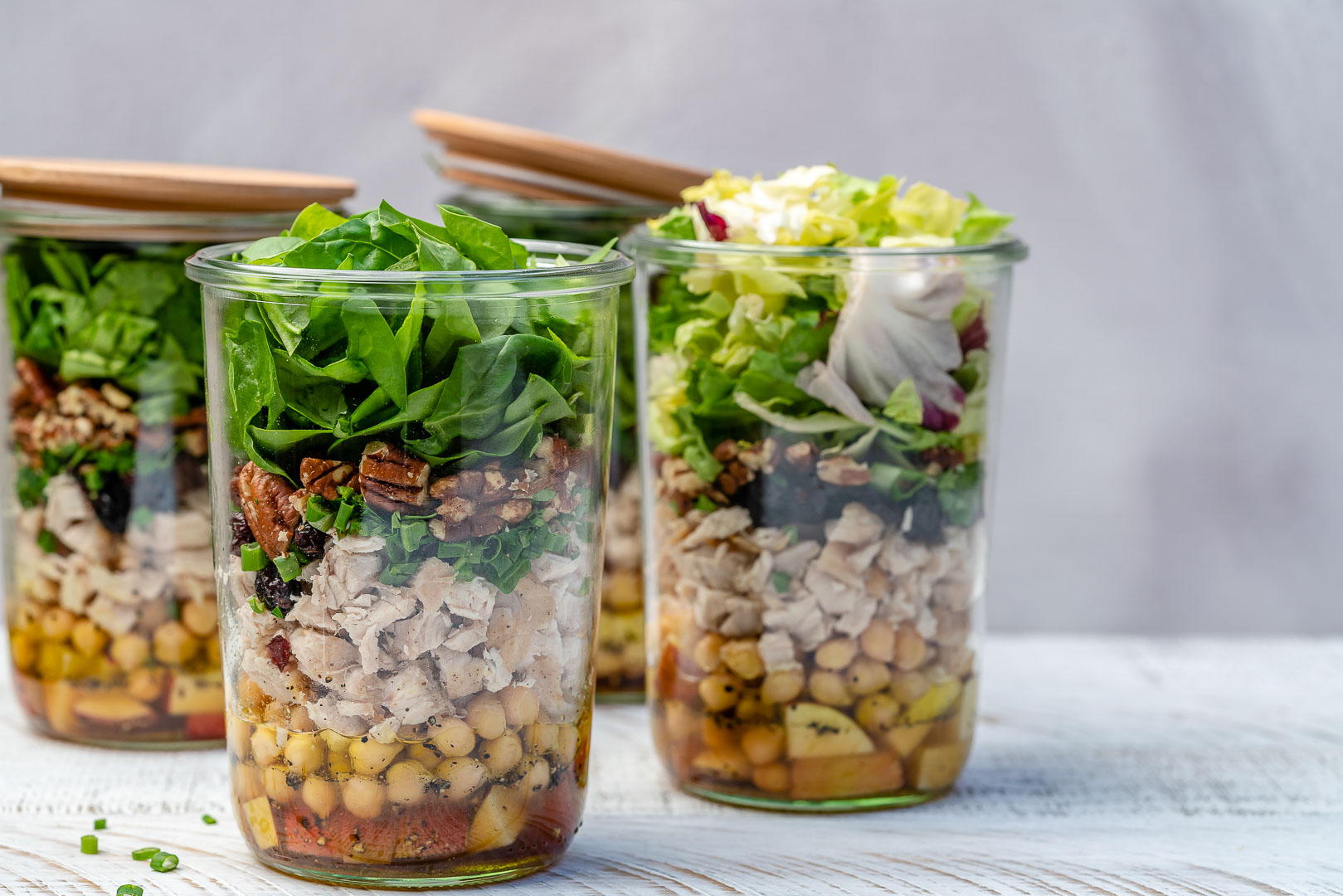 Leftover Turkey Mason Jar Salads – Great for Meal Prep!