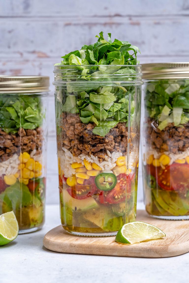 Taco Mason Jar Salads for Easy & Healthy Meal Prep | Clean Food Crush